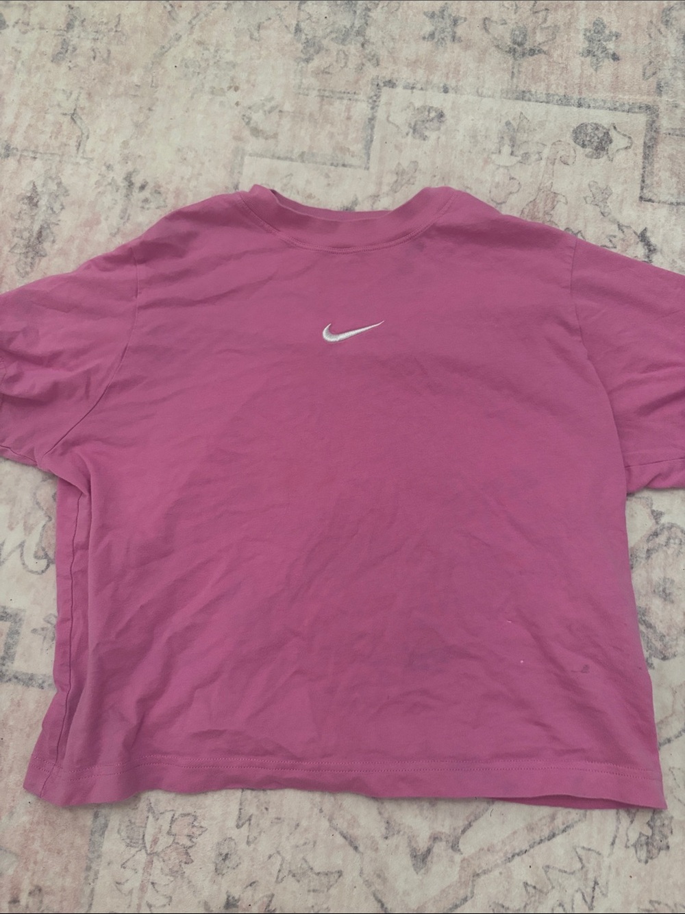 Nike Pink Cropped Tee with White Swoosh
